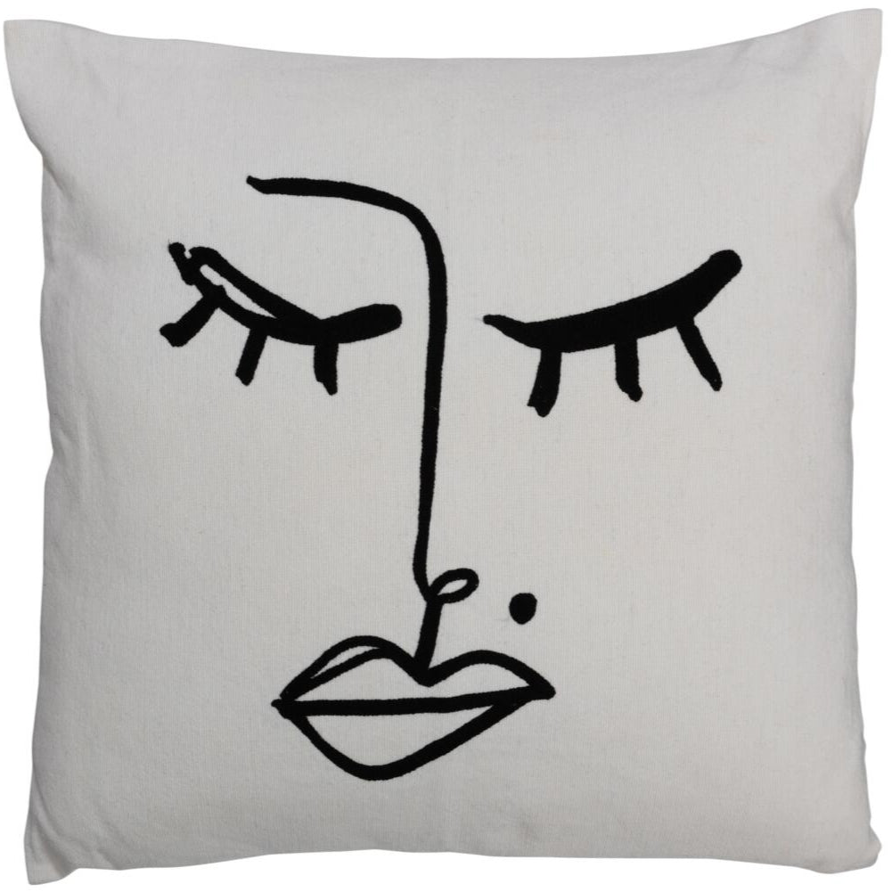 Coussin visage noir et blanc coton JLINE