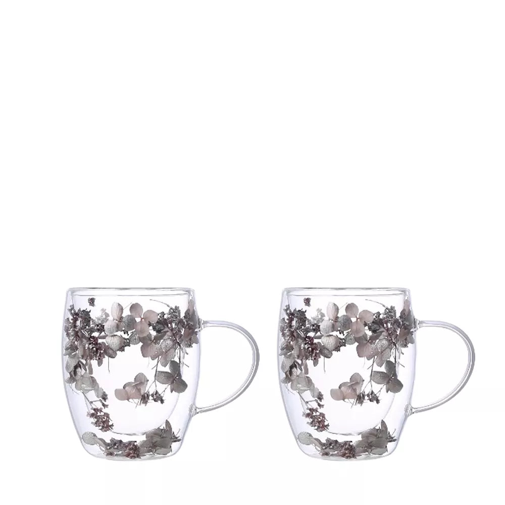 Tasse double paroi fleurs séchées AULICA