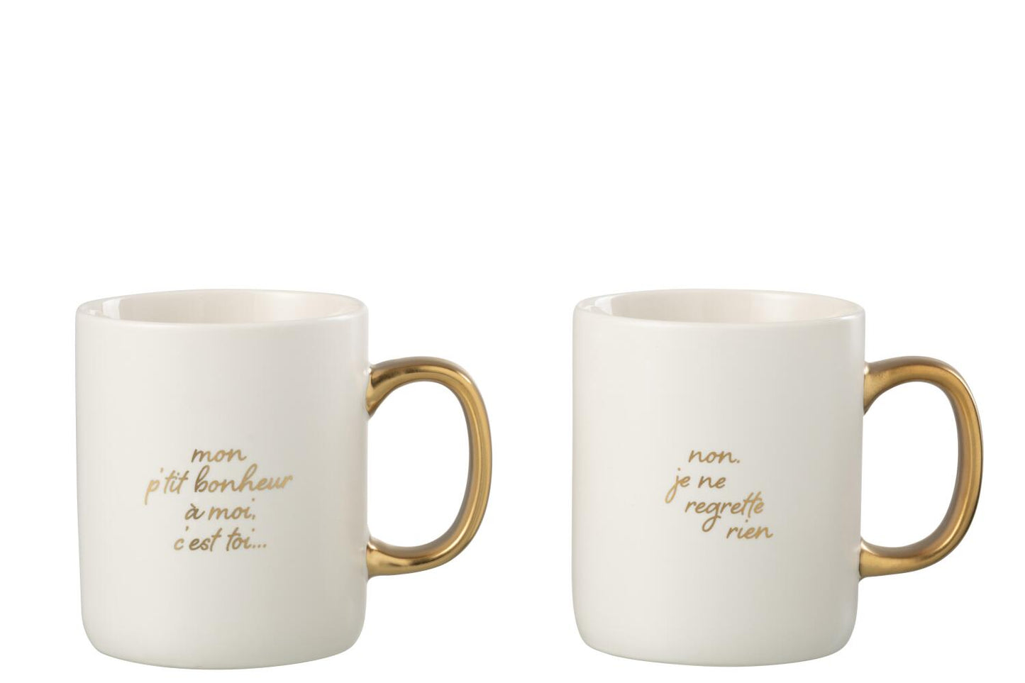 Mug message POSITIF/BONHEUR blanc/or JLINE