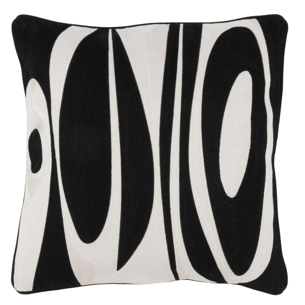 Coussin motif rond blanc/noir JLINE