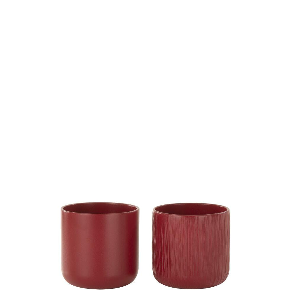 Cache-pot rouge lisse/strié JLINE