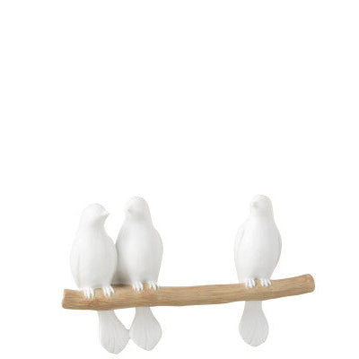 3 oiseaux sur branche blanc JLINE