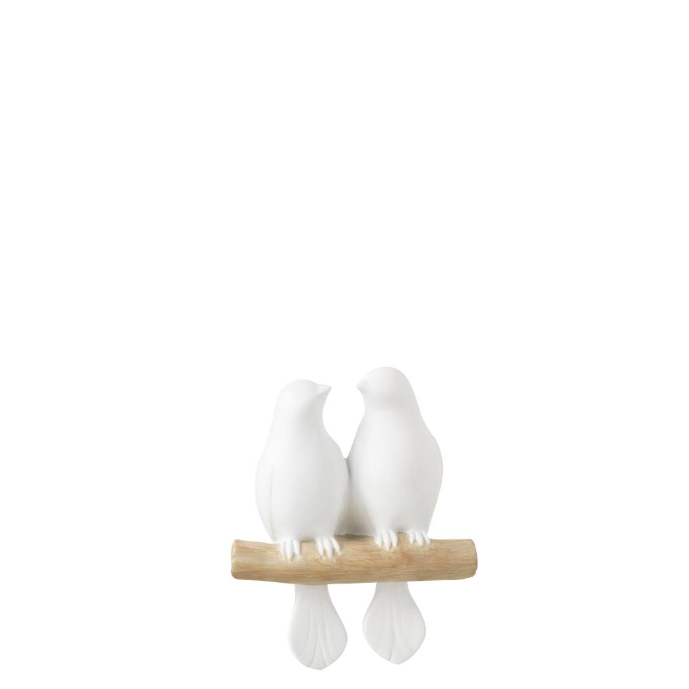 2 oiseaux sur branche blanc JLINE
