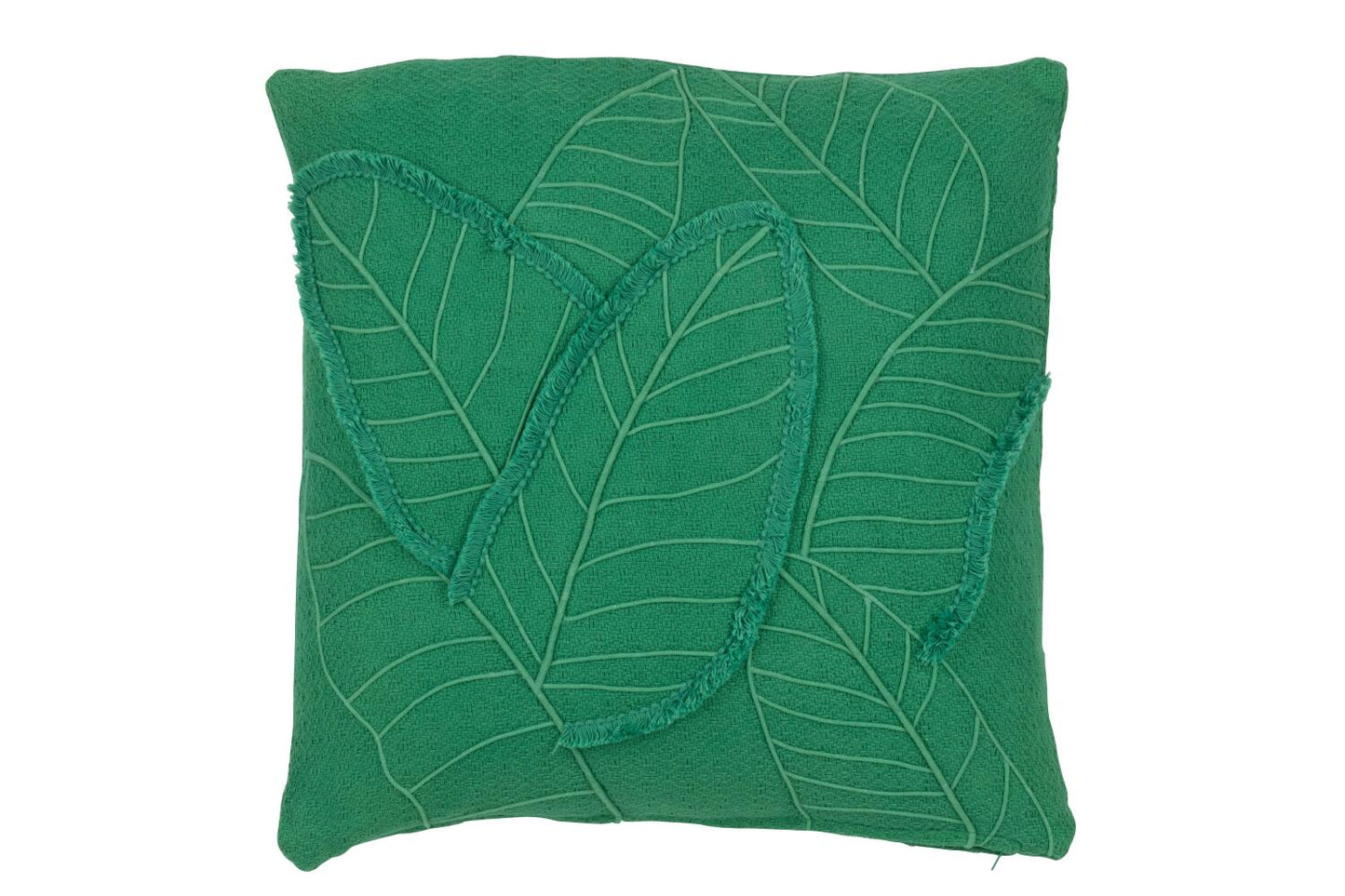 Coussin feuille vert foncé coton JLINE