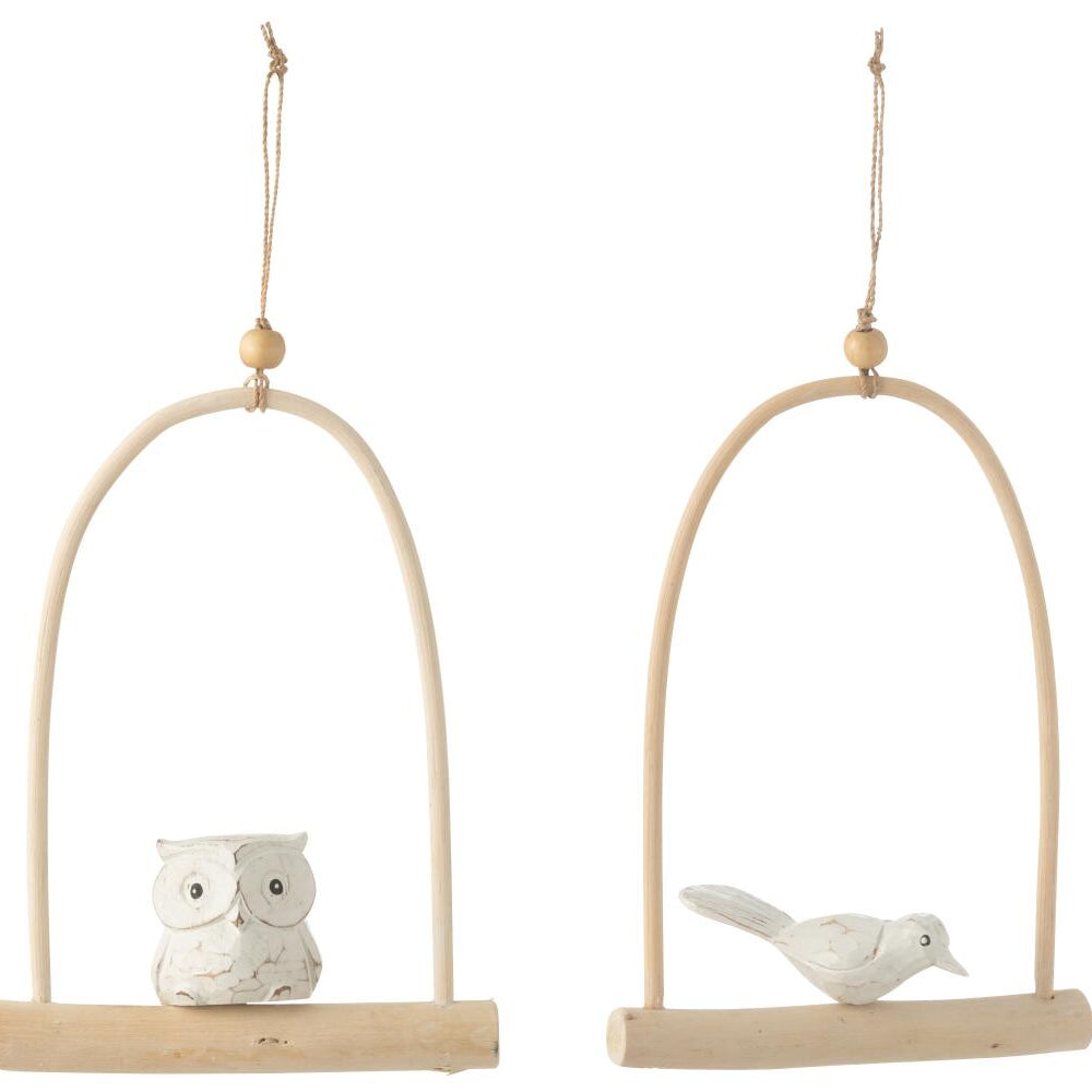 Suspension oiseau/chouette bois JLINE