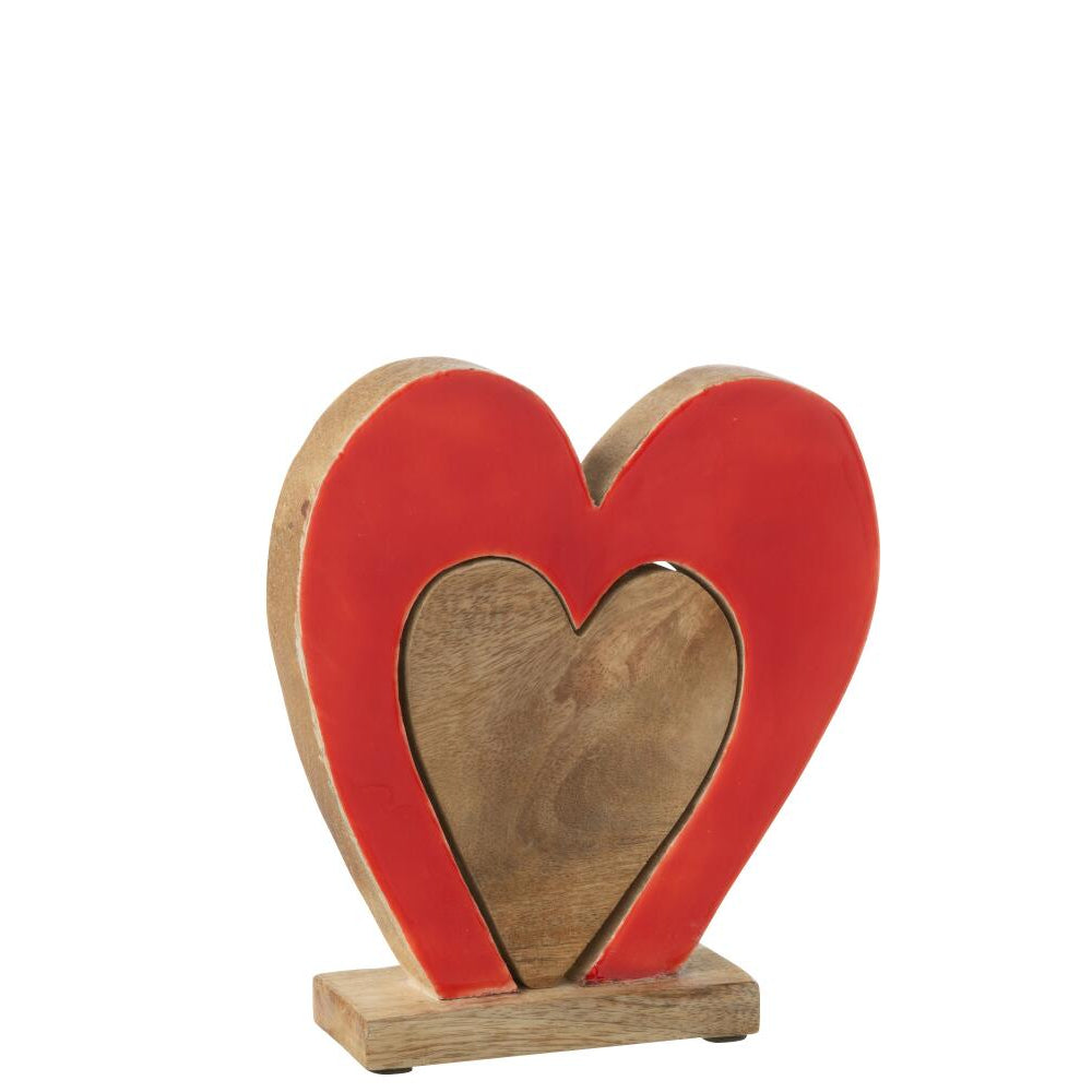 Cœur en bois 2 pièces rouge JLINE
