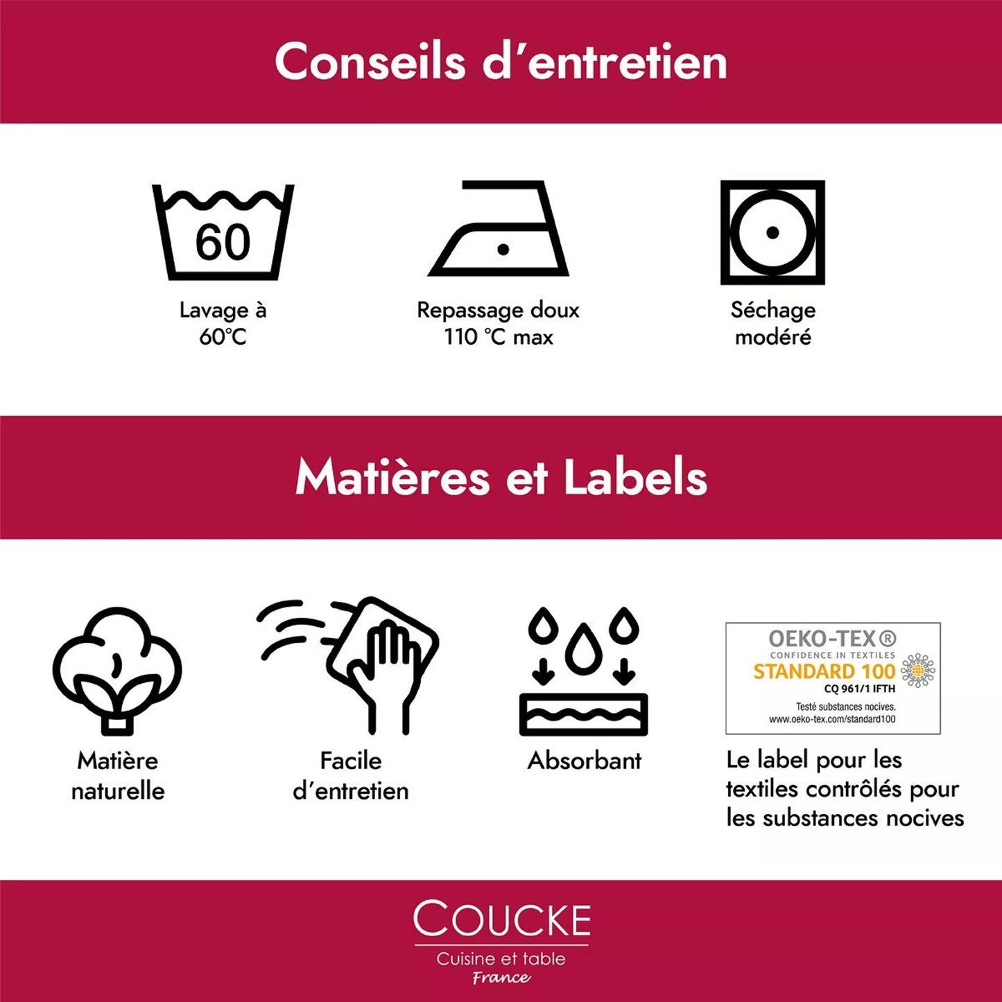 Tablier 76*85 forêt de noël 100% coton COUCKE