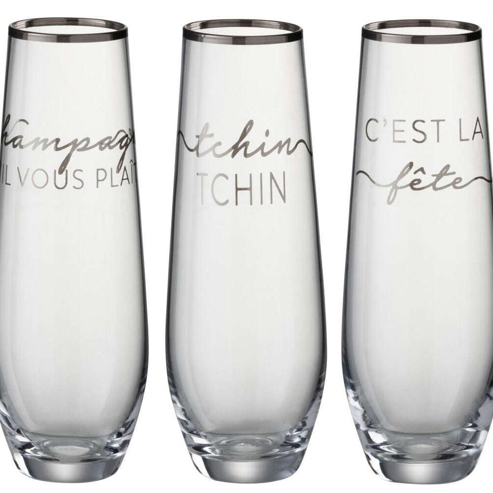 Verre à champagne transparent/argent JLINE