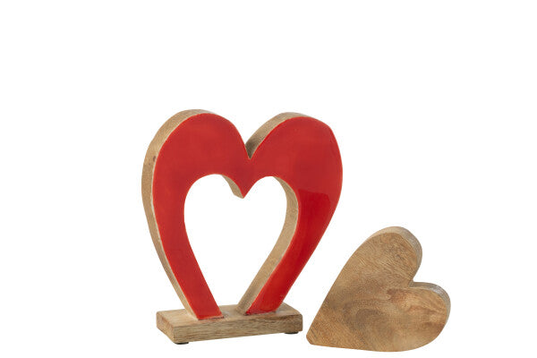 Cœur en bois 2 pièces rouge JLINE