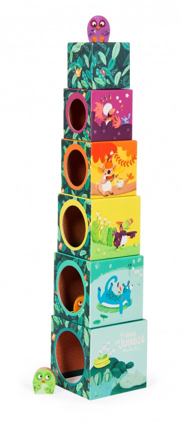 Cubes carton empilables "Dans la jungle" MR