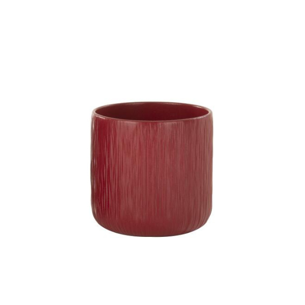 Cache-pot rouge lisse/strié JLINE