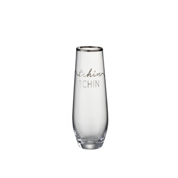 Verre à champagne transparent/argent JLINE