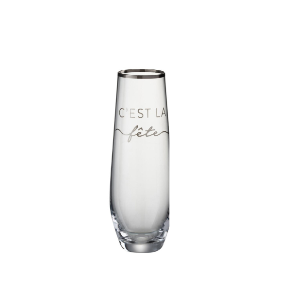 Verre à champagne transparent/argent JLINE