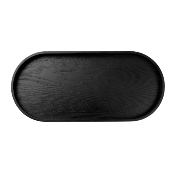Plateau ovale noir wood 44x22 ASA
