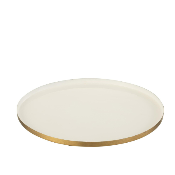 Plateau rond blanc/or métal diam 40 JLINE
