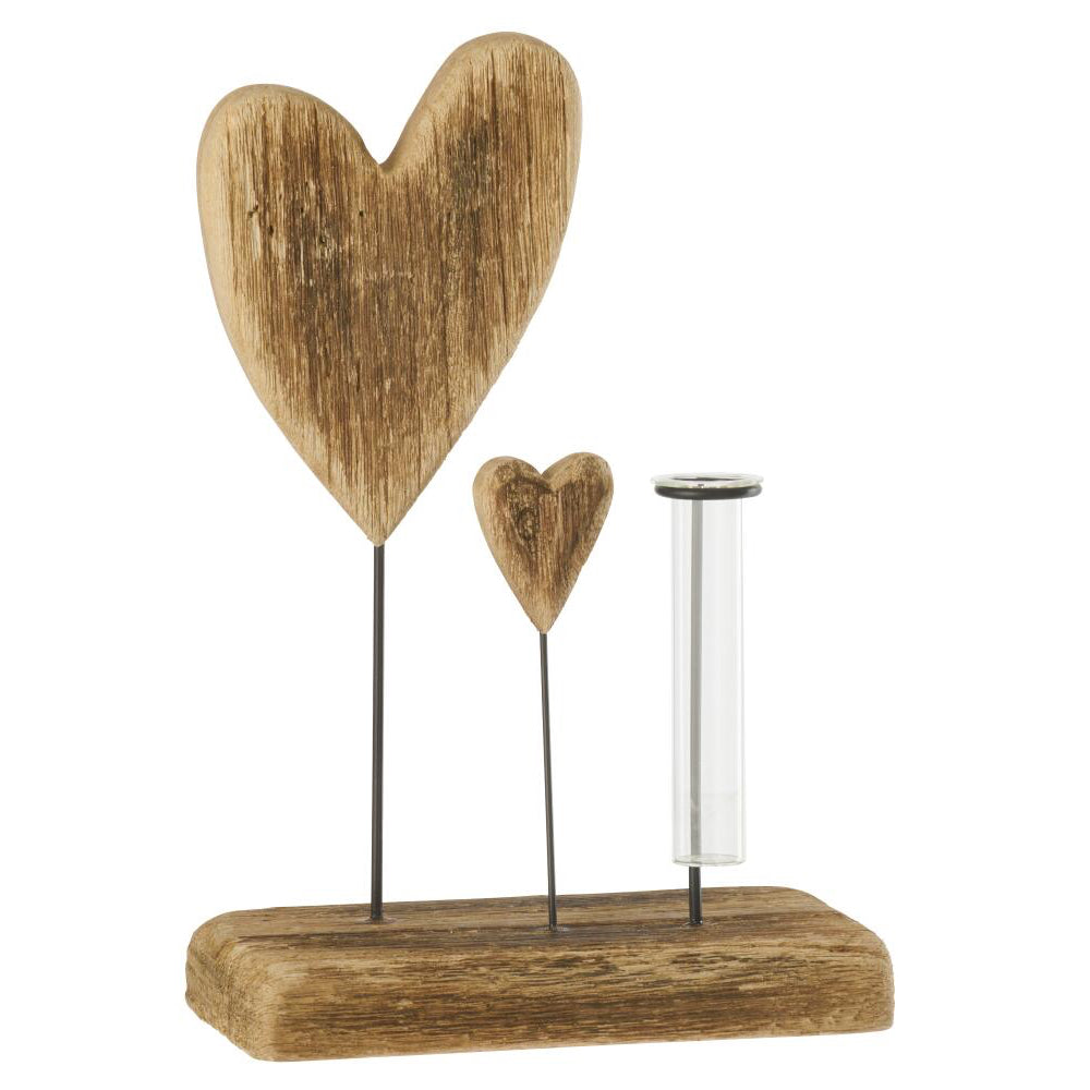 Vase tube + cœur bois JLINE