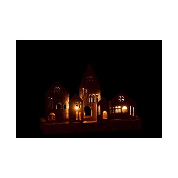 Photophore maison Alu/Bois doré JLINE