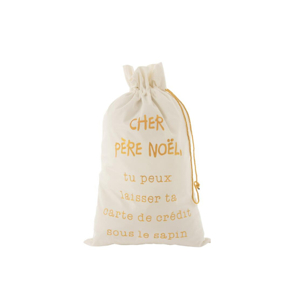 Sac noël tissu blanc et or JLINE