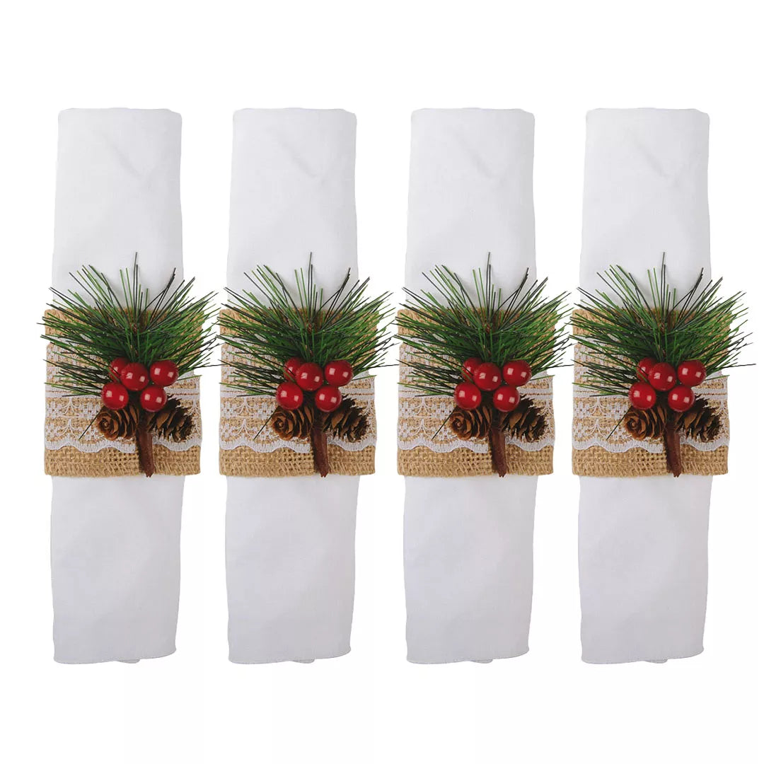 Rond de serviette Houx x4