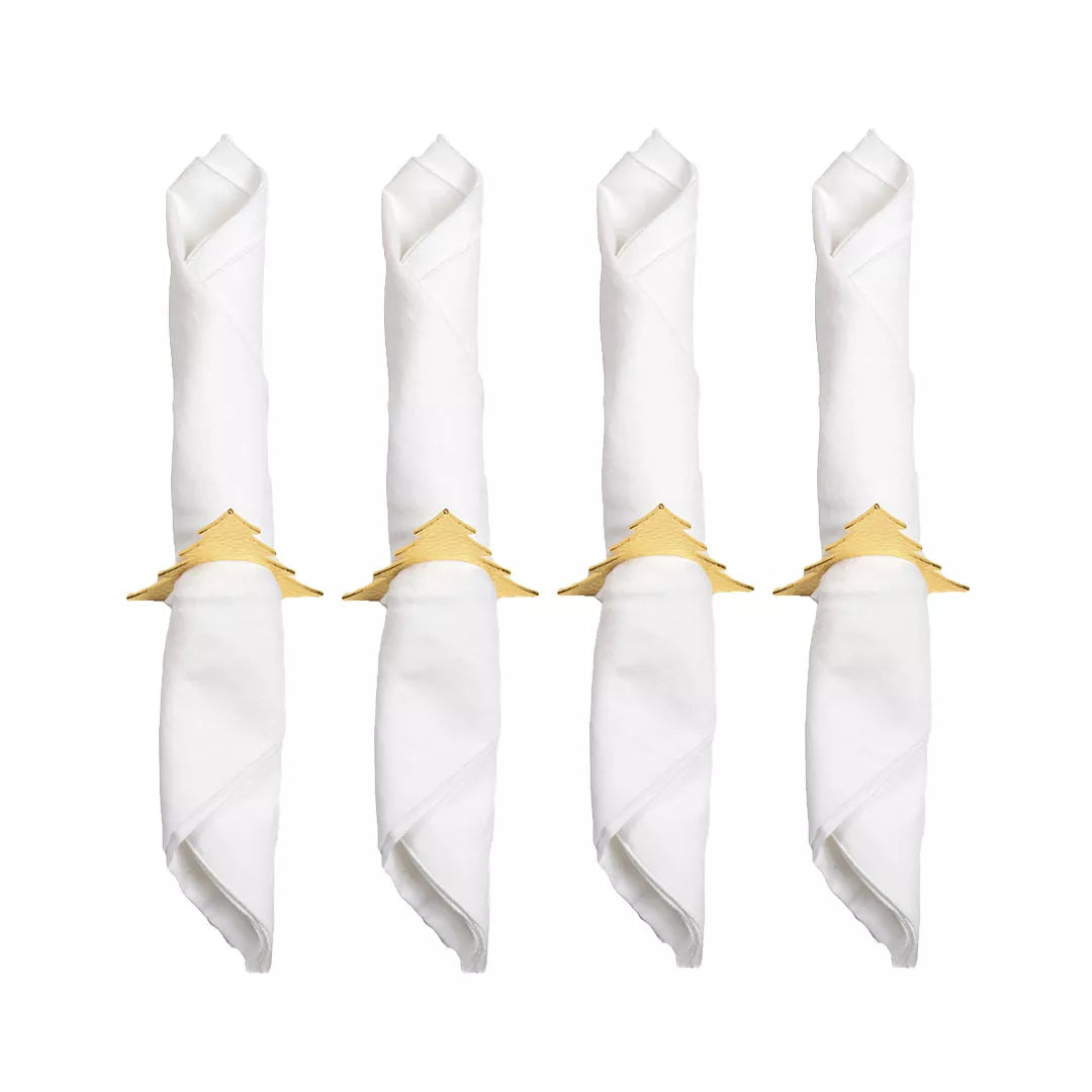 Rond de serviette Sapin or x4