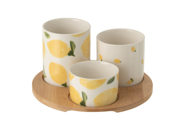 Service apéro rond citron 3 bols JLINE