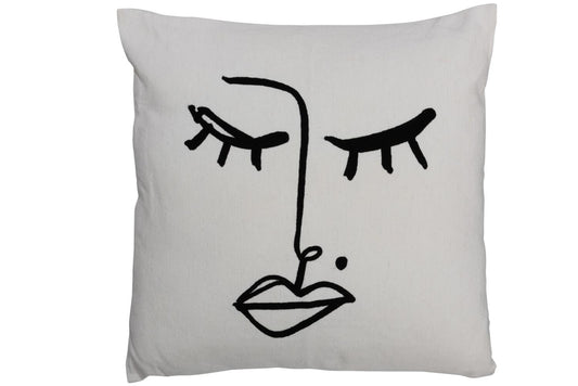 Coussin visage noir et blanc coton JLINE