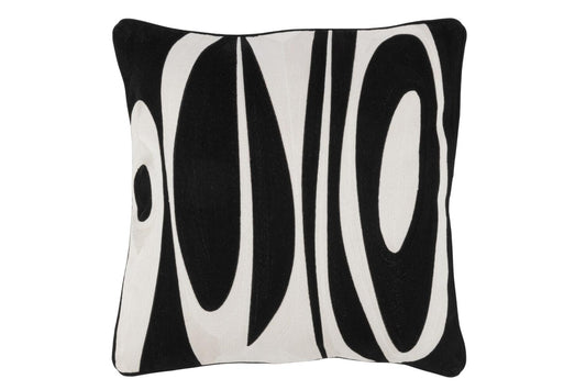 Coussin motif rond blanc/noir JLINE