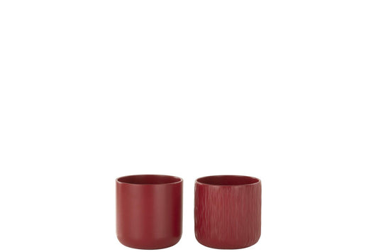 Cache-pot rouge lisse/strié JLINE
