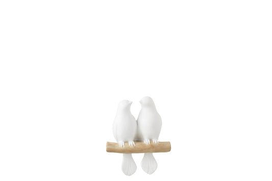 2 oiseaux sur branche blanc JLINE