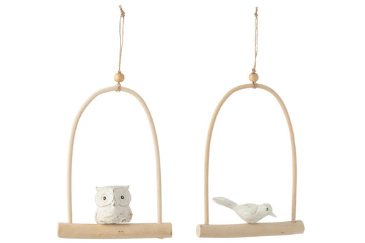 Suspension oiseau/chouette bois JLINE
