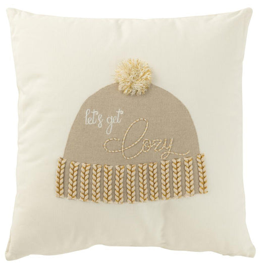 Coussin Let's get cozy! blanc/beige JLINE