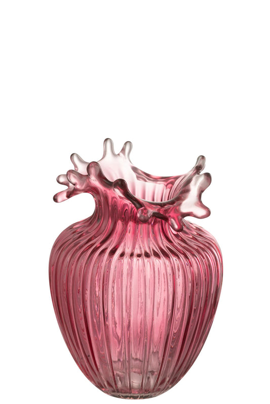 Vase fleur rose en verre JLINE