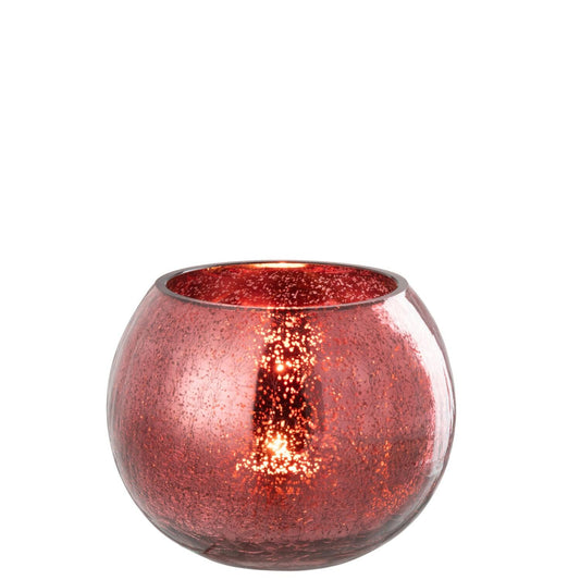 Photophore boule rose verre craquelé JLINE