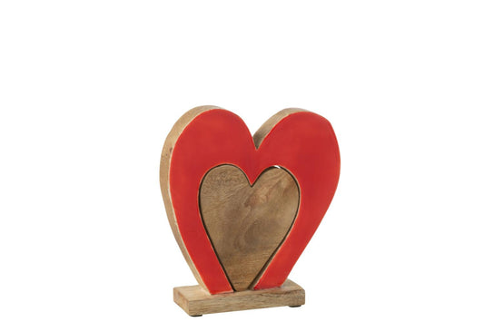 Cœur en bois 2 pièces rouge JLINE