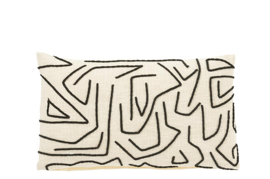 Coussin rectangle ligne noir/blanc coton JLINE