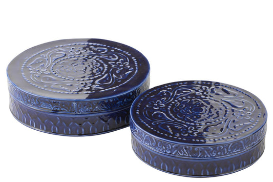 Boite ronde bleu métal x2 JLINE