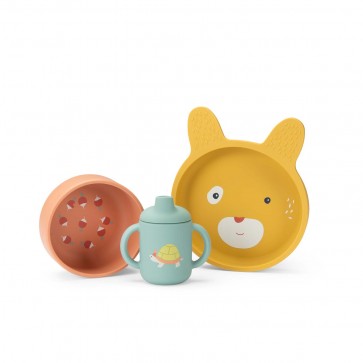 Set vaisselle silicone "Trois petits lapins" MR