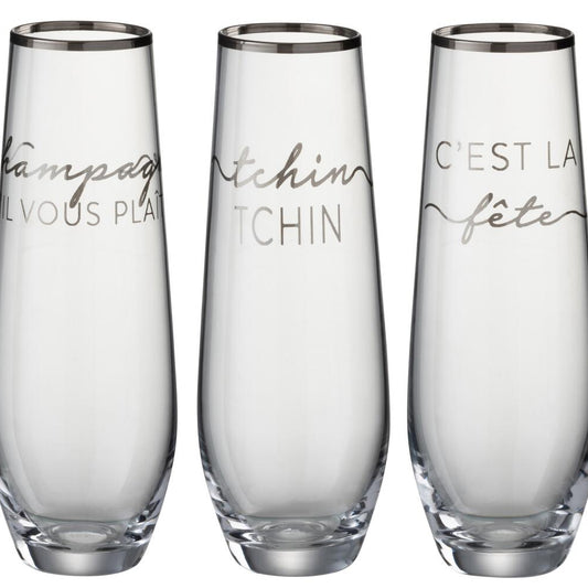 Verre à champagne transparent/argent  JLINE