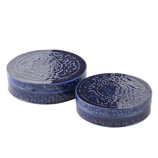 Boite ronde bleu métal x2 JLINE