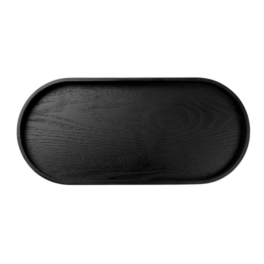 Plateau ovale noir wood 44x22 ASA