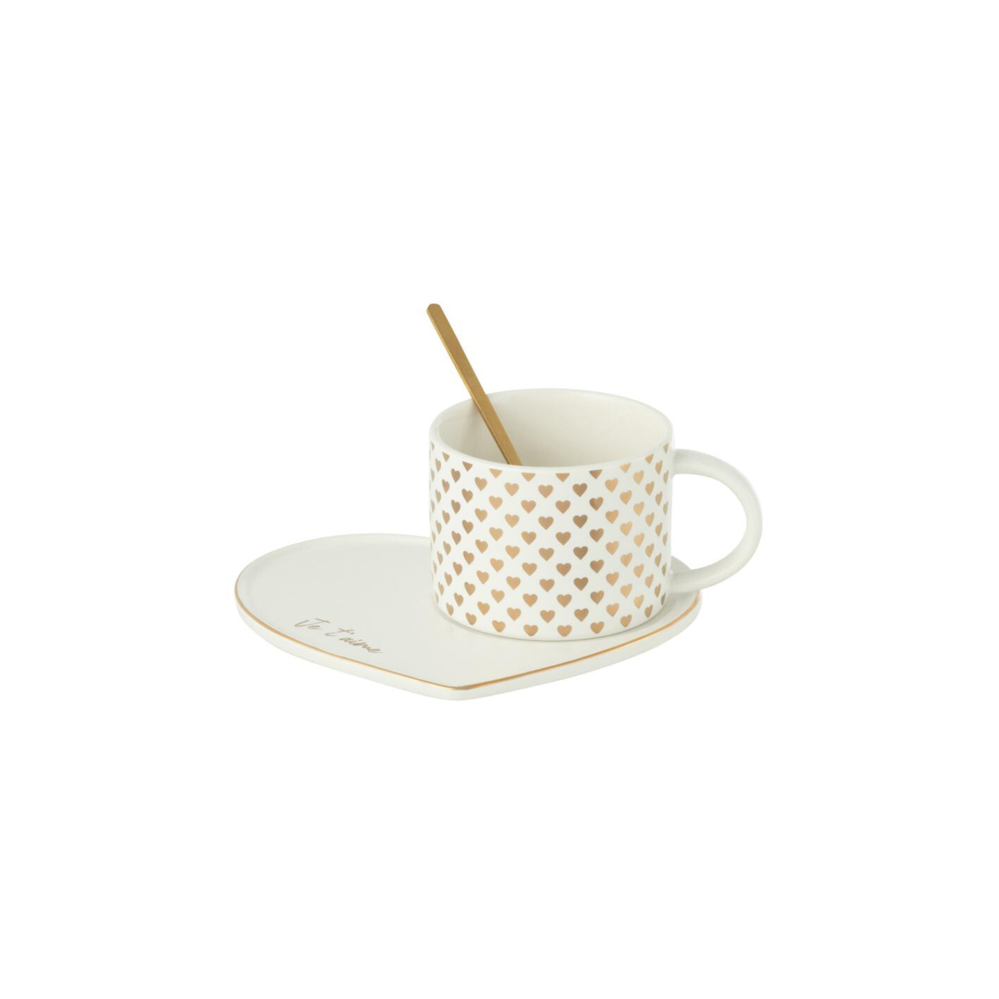 Tasse cœur +sous tasse+cuillère JLINE
