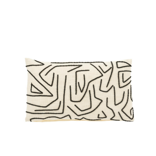 Coussin rectangle ligne noir/blanc coton JLINE