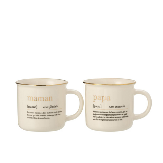 MUG MESSAGE MAMAN/PAPA OR JLINE