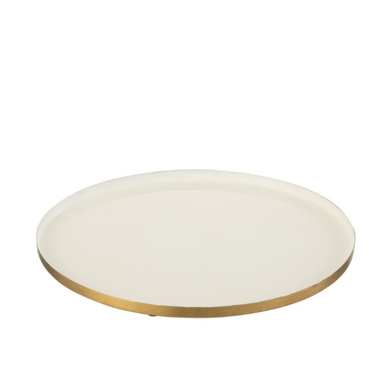 Plateau rond blanc/or métal diam 40 JLINE
