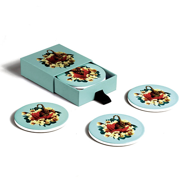 dessous de verre x4 Tiger flower GANGZAÏ