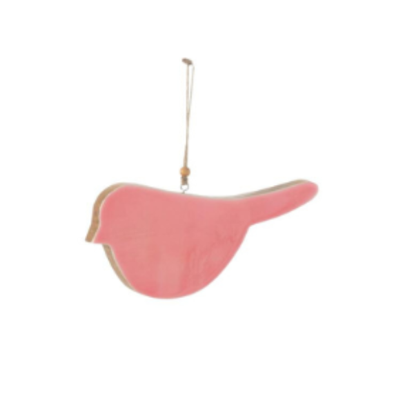 Oiseau bois à suspendre blanc/rose/rose clair JLINE