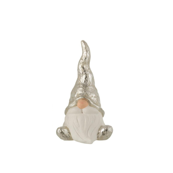 Père noël céramique blanc argent JLINE