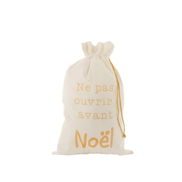Sac noël tissu blanc et or JLINE
