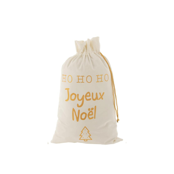 Sac noël tissu blanc et or JLINE