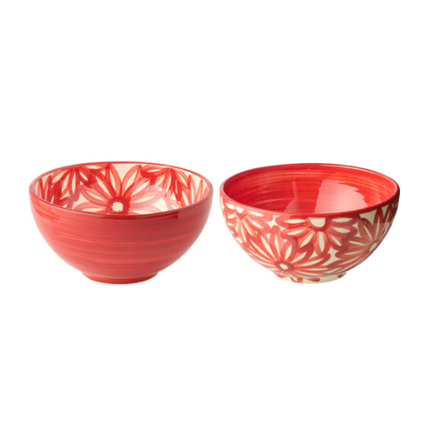 Saladier fleurs rouges diam28 JLINE